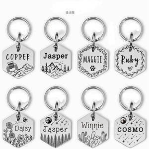 Campione gratuito personalizzato Pet Tag doppio lato inciso Custer Hexagon Dog Gift Tag Country Tag Cuty - Product Image 6