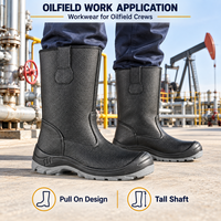 Bottes de sécurité personnalisées à embout d'acier pour le secteur pétrolier, en cuir de vachette pleine fleur, semelle PU double densité pour le forage pétrolier, le gaz et l'entretien industriel