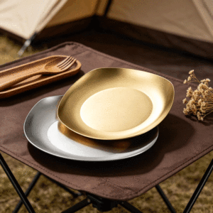 FLEY Assiette peu profonde irrégulière en acier inoxydable 304 de style coréen, moderne et minimaliste, pour restes et assaisonnements de barbecue - Product Image 3