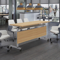 Design moderne Double bureau pliable Table de formation Ensemble de chaises en bois pliant Conférence activité épissage Long bureau mobile