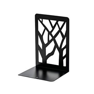 Serre-livres en métal en forme d'arbre, support décoratif en acier inoxydable en forme de L pour bureau, rangement de livres, pince à livres, porte-papeterie - Product Image 1