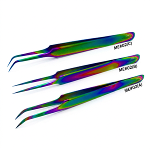 Nouveau design pince à cils arc-en-ciel pince à épiler en acier inoxydable couleur arc-en-ciel parfaite Logo personnalisé PK - Product Image 1