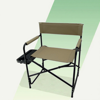 Ensemble de mobilier d'extérieur, chaise de réalisateur pliante avec table d'appoint, chaise de campagne de réalisateur pliable avec porte-gobelet