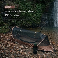 Tente de camping portable sans installation avec moustiquaire double couche, ouverture rapide, poteaux en aluminium, pour randonnée, chaude et occultante