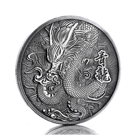 Pièce de monnaie commémorative personnalisée en métal, motif dragon chinois, gravure animale, style antique, pièce de défi en euros