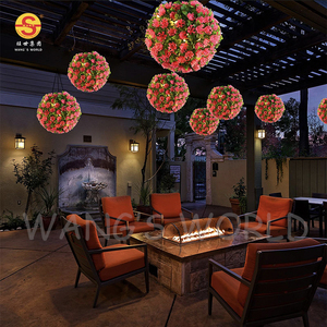 Nuovo prodotto pianta artificiale fiore palla Led fiore rosa chiaro <span class=keywords><strong>lampadario</strong></span> <span class=keywords><strong>solare</strong></span> per giardino decorazione prato - Product Image 5
