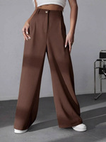 Pantalon décontracté ample de couleur unie pour femme, style européen et américain, grandes tailles