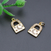 Design de mode plaqué or CZ pavé coeur lune étoile cadenas serrure pendentif à breloque pour la fabrication de bijoux à bricoler soi-même