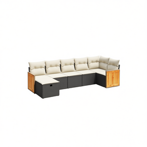 Ensemble de canapés de jardin en rotin PE moderne pour l'extérieur, design élégant noir modulaire avec coussins en mousse haute densité pour usage en terrasse - Product Image 1