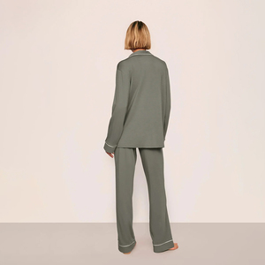 <span class=keywords><strong>Pigiama</strong></span> Casual da Donna in Bambù di Alta Qualità Personalizzato, Colletto Ribaltabile, Maniche Lunghe, Set <span class=keywords><strong>Pigiama</strong></span> e Loungewear in Modal Satin - Product Image 2
