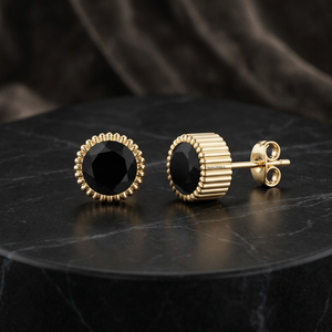 Boucles d'oreilles classiques en diamant noir naturel, plaquées rhodium, or 10K 14K 18K, argent 925 935, pour femmes, mariage, fête, usage quotidien - Product Image 1
