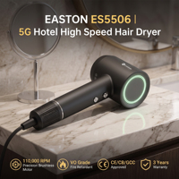 Sèche-cheveux de luxe EASTON ES5506 pour hôtel, haute vitesse, silencieux, à ions négatifs, avec affichage LED intelligent de la température, pour chambre d'hôtes