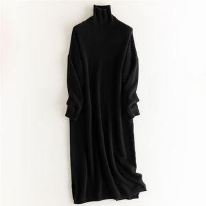 2024 индивидуальное женское кашемировое платье с черепашьей горловиной, однотонная теплая мягкая 100% кашемировая юбка - Product Image 6