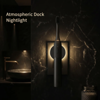 Cepillo de Dientes Eléctrico Negro con Luz Nocturna, Carga Magnética, 1 Modo, IPX7, TPU, con Etiqueta Personalizada