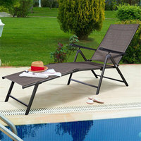 Sedia a sdraio da esterno sedia a sdraio pieghevole in alluminio reclinabile da esterno portatile per Patio cortile a bordo piscina spiaggia alta regolazione