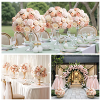 Articles de décoration de mariage de luxe faits à la main en rayonne rouge, adaptés à la décoration du centre de table et à la décoration de table