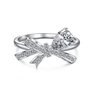 Anillo de Plata de Ley con Forma de Lazo, con Circonita Cúbica 5A, Regalo Único para el Día de San Valentín 2024, Marca Dylam - Product Image 1