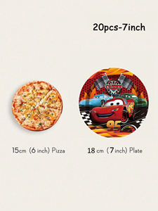 Set di Articoli per Feste di Compleanno a Tema Auto Uniche Include Piatti di Carta per Dolci - Confezione da 32 e 1 Foglio di Adesivi con Dinosauri - Product Image 4