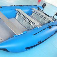 Prix d'usine Bateau gonflable pliable de type catamaran de 12, 13 et 14 pieds avec plancher pneumatique et roues pour la pêche