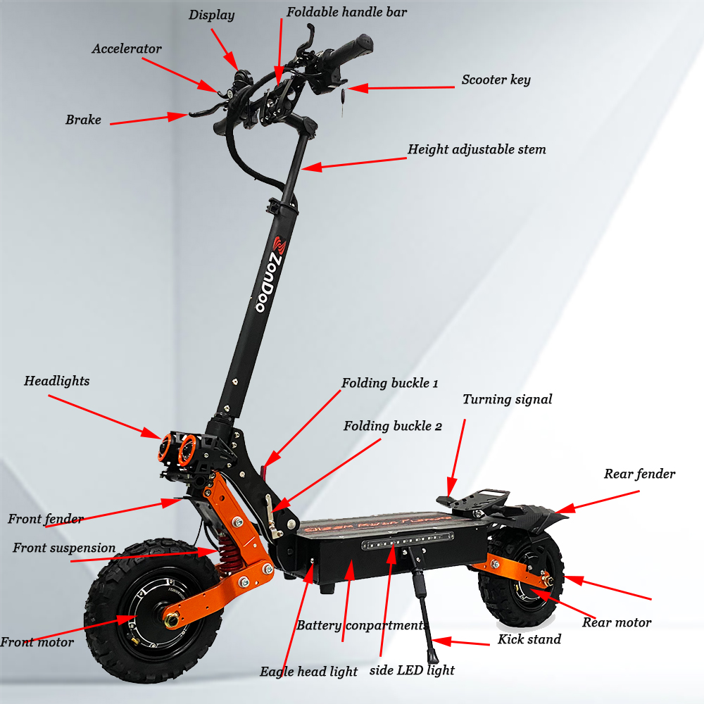 Zondoo 11-Inch off Road Electric Scooter - 2800W Dual Motors