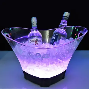 CE ROHS 6 bottiglie Champagne Bar barile di ghiaccio LED luminoso portabottiglie di vino birra secchiello per ghiaccio acrilico ricaricabile a Led