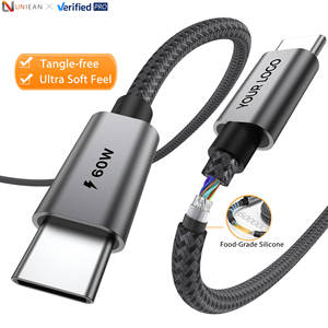 Câble USB C <span class=keywords><strong>vers</strong></span> C tressé en silicone 2.0 UNIEAN, vente en gros d'usine, câble de charge rapide 3A de type C, câbles de données pour <span class=keywords><strong>iPhone</strong></span> <span class=keywords><strong>vers</strong></span> <span class=keywords><strong>Android</strong></span> - Product Image 1