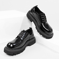 Mocassins pour hommes tendance et décontractés à bout pointu en cuir véritable, pour le bureau et les affaires, avec talon surélevé brillant et semelle épaisse