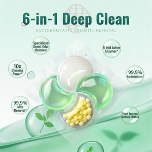 ผงซักฟอกแบบเม็ดพรีเมียม 6-in-1 ย่อยสลายได้ เป็นมิตรต่อสิ่งแวดล้อม 5 เอนไซม์ กลิ่นหอมติดทนนาน 30 วัน สำหรับใช้ในครัวเรือนและโรงแรม - Product Image 4