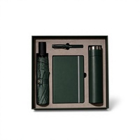 Ensemble cadeau de luxe personnalisé avec logo, comprenant un parapluie, un stylo et un carnet en cuir PU, idéal pour les réunions d'affaires et les cadeaux d'entreprise