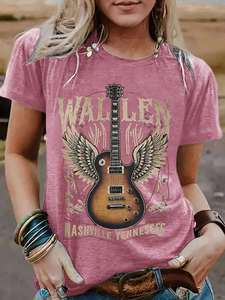 European American Style In-Stock Short Sleeve Nashville Dream Guitar T-Shirt Comfortable Summer Wear Custom Print Shirts - Product Image 6