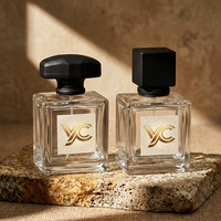 Flacon de parfum carré transparent YC Gold Label avec double capuchon noir, capacité de 10 ml, parfum longue durée, cadeau