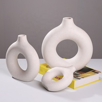 Vase en céramique et porcelaine Homeside, style scandinave, anneau rond, finition givrée, minimaliste, pour arrangements floraux, artisanat, décoration et ornements