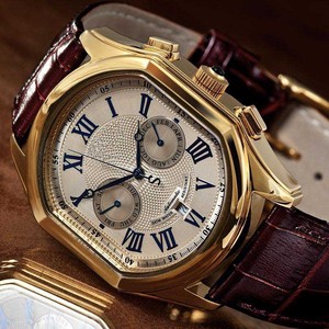 Reloj de Hombre con Bisel Dorado Fusionado, Logotipo Personalizado, Mecánico Automático, Esfera con Números Romanos, Fondo Transparente, Reloj de Pulsera para Hombre - Product Image 3