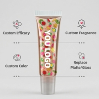 Op maat gemaakte logo kruiden-honing fruit lipgloss hydraterend veganistisch natuurlijk langdurig lichtmakend lijntjes verminderend groothandel privé 10ml