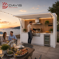 Ensemble de cuisine extérieure en aluminium avec îlot barbecue modulaire, évier, armoires de rangement, comptoir – Service de fabrication sur mesure en usine