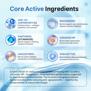 Crème pour le visage au peptide de cuivre GHK-CU, marque privée OEM, personnalisée, anti-âge, réparation de la barrière cutanée, raffermissante, hydratante, fabricant - Product Image 4