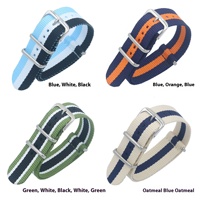 Vente en gros de bracelets de montre en nylon 12-24mm, style militaire étanche avec plusieurs options de couleur