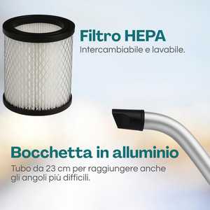 Aspiradora de cenizas eléctrica de 4L con motor de 600W, filtro HEPA lavable y tanque de acero reforzado para uso doméstico - Product Image 2