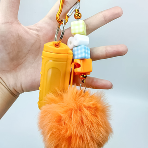 Self Defense Tool Sabre Safety Portable Press Compact Keychain Pendant with Pom Pom for Women Fashion <b>Keyring</b> Creative Gift - Product Image 6