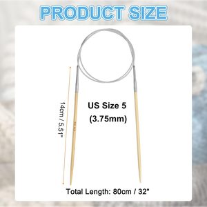 Aiguille à tricoter circulaire en bambou Indskill 3,75 mm 32 pouces, aiguille en bois lisse pour projets de bricolage faits à la main - Product Image 2