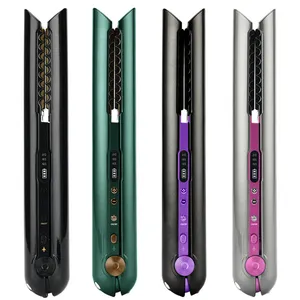 Para Cabello Wireless Led Temperature Display Travel Cordless Straighten Irons Mini Usb Rechargeable Portable Hair Straightener
