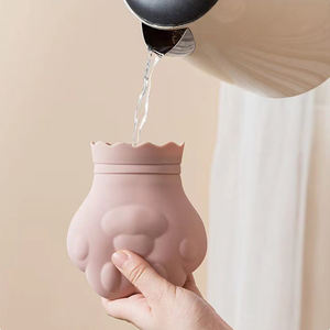 Nouvelle bouteille d'eau chaude en silicone double usage pour la maison, design mini patte de chat de dessin animé, ours, à remplir d'eau chaude - Product Image 4