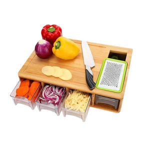 Planche à découper en bambou avec contenants pliables et râpes, indispensable pour la cuisine, grand hachoir à légumes en bambou - Product Image 1