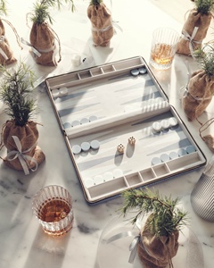 Popular Pu Leather Rectangle <strong>Backgammon</strong> Blue Beige Simple Luxury <strong>Backgammon</strong> Board Game <strong>Set</strong> - Product Image 4