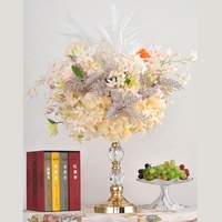 Support à fleurs en métal et cristal sur mesure pour centres de table de mariage, Vases de présentation, Porte-bougie de luxe doré en gros