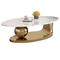 2025 Table à thé en pierre de luxe Simple moderne taille ovale Super cristal pour villas et salons nouveau côté café plusieurs