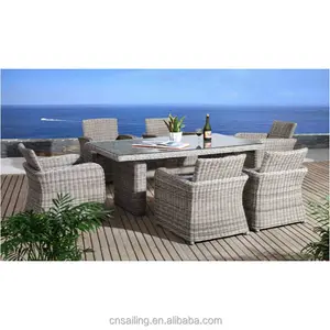 Meubles de luxe en plein air en rotin Malaisie en plein air à manger fauteuil en osier Table Set mobilier de plein air