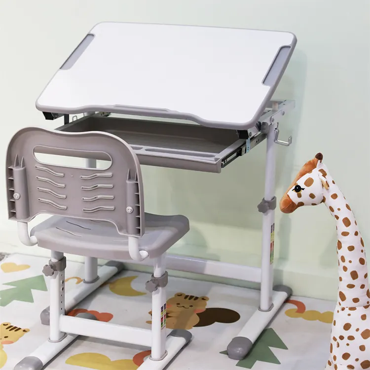 Tablero de dibujo borrable, mesa y silla de estudio ajustable para niños en edad preescolar de aprendizaje de plástico