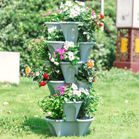 Vente flash : Jardinière verticale empilable à 5 niveaux en PP avec trou de drainage, durable pour les fraises, les fleurs, les herbes et les légumes