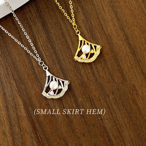 Elegant S925 <b>Silver</b> Ginkgo Leaf Pearl Necklace <b>Fan</b> Shaped Pendant Jewelry for Women Wedding Anniversary Gift - Product Image 5